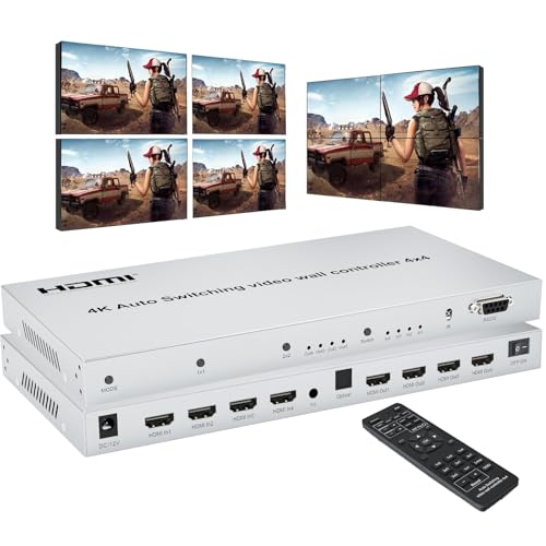 【4x4 HDMI Matrix】4K 4x4 HDMI Splitter Support 4 HDMI Input 4 HDMI Output Applicable For Xfinity box, Elgato Game Capture, Apple TV, Amazon Fire TV, PS4 Pro, X BoX series, Comcast, Computer Host, TV Box, Laptop etc.
