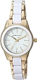 Anne Klein Women's AK/3212WTGB Gold-Tone and White Resin Bracelet Watch