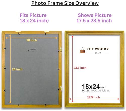 Image of 18x24 Photo Frame | Wall Hanging Photo Frame | Photo Frames For Wall Big Size Branded | Yellow Wooden Frames For Wall | Perfect For Stylish & Decorative Interiors (18x24 Inch, Yellow)