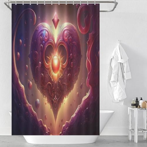 Rideau de douche coeur rouge 122x183 cm en polyester imperméable - 2