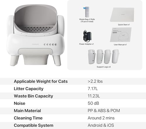 Neakasa M1 Plus Lite Open-Top Self Cleaning Cat Litter Box, Automatic Cat Litter Box with APP Control, Upgraded Safety Protection, Odor Control, Includes 1 Roll Waste Bag - Image 7