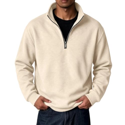 Men's Quarter Zip Pullover Fleece Big and Tall Polo Neck Holiday Sweatshirt
