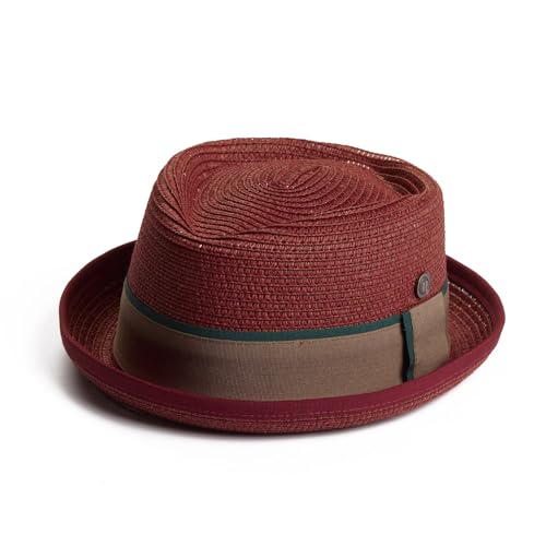 Chapeau porkpie en paille bordeaux M idéal pour vos soirées d'été en terrasse