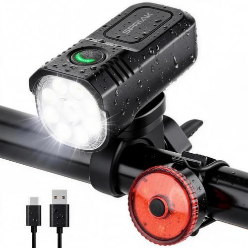 9 LED Bike Lights for Night Riding,2500LM Bicycle Headlight & Taillight Set | 8+3 Modes,IP65 Waterproof Bright Bike Lights Front & Back,3000mAh Rechargeable Bicycle Lights Front & Rear for Road Mountain