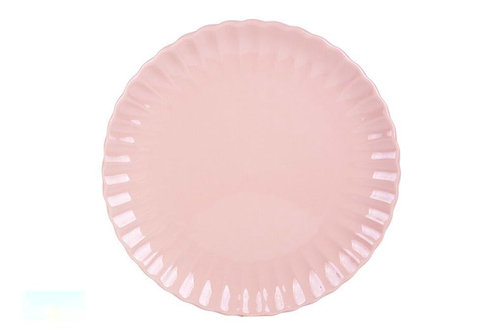 Vajilla de porcelana en relieve color rosa nude esmaltado 16 piezas. Diseñado para: ocasiones especiales, uso diario, eventos.