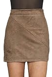Super bequeme Simplee Apparel Damen Winter Herbst Elegant Hohe Bund A-Linie Retro Wildleder Rock (EU 36 / S, Camel)