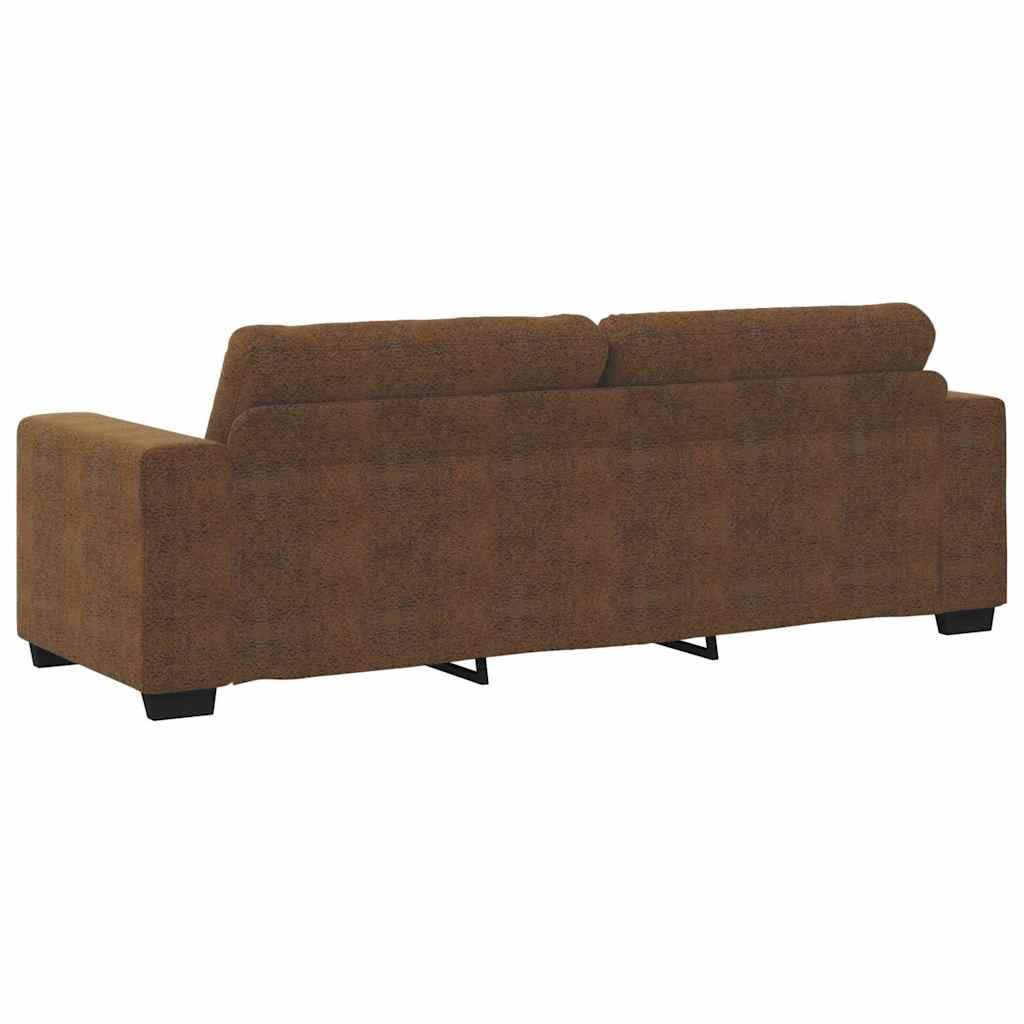 Sofá marrón de 3 plazas de piel sintética de 220 cm con función de dormir y cajonera de diseño moderno para salón, oficina, salón, escandinavo, acogedor
