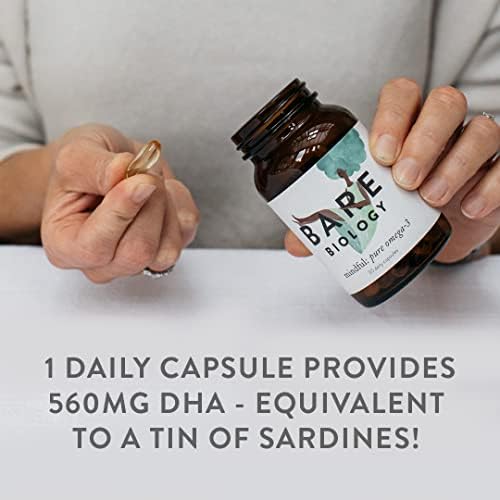Bare Biology Mindful Omega 3 Fish Oil Capsules - Optimum Support for Brain Function and Eyes - Perfect for 12 Years Up - Super Strength/Made from Sustainably Sourced Fish (30 Capsules)