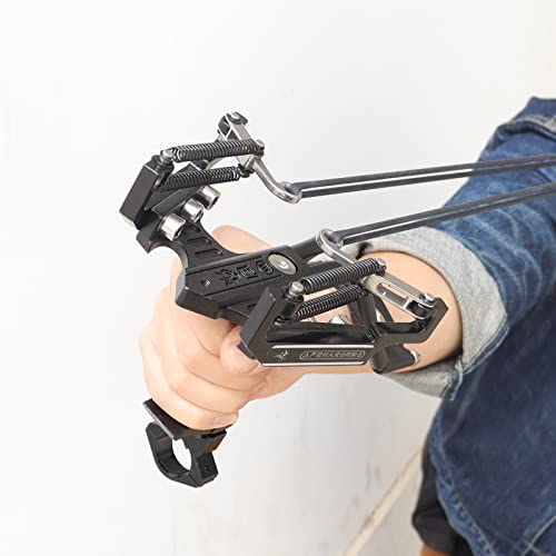Handbaige Hbg Professional Slingshot With 6 Replacement Rubber Bands & 50 Ammo Balls Compound Slingshot For Adults Hunting (Black) #TOP6