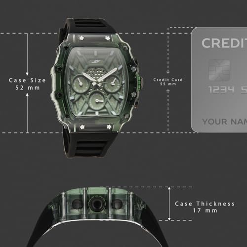 Image of SF Maiden Voyage Sport Watch Quartz Analog with Green Dial Black Silicon Strap Watch for Men - 77178PP09W