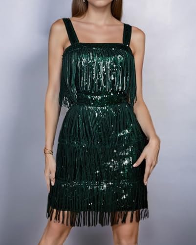 Image of Madam Uniq Women Tassel Formal Dress Strap Sequin Mini Elegant Evening Prom Party Club Dance Gown