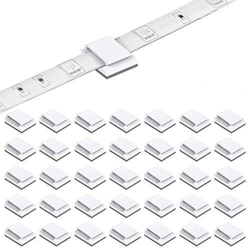 200 Pack LED Strip Clips - iCreating Self Adhesive LED Light Strip Mounting Bracket Clips Holder Cable Clamp Organizer for 10mm Wide IP65 Waterproof 5050 3528 2835 5630 LED Strip Light