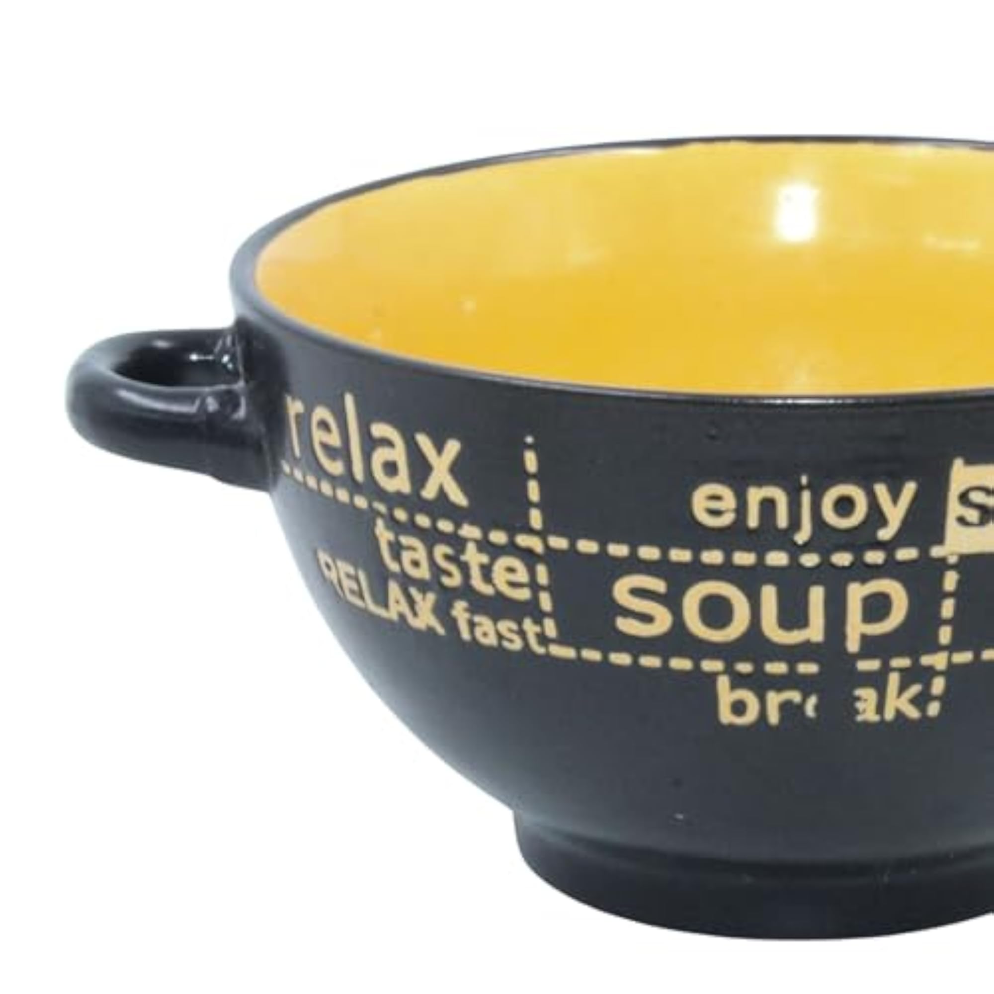 Ceramic Soup Bowl with Spoon & Handles, Kitchen Bowl