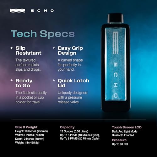 Echo Flask Hydrogen Water Bottle - Active Hydration Solution with Water Intake Tracking & LCD Touch Screen - Compact & Convenient - Transparent Hydrogen Flask - 12 oz - Image 8