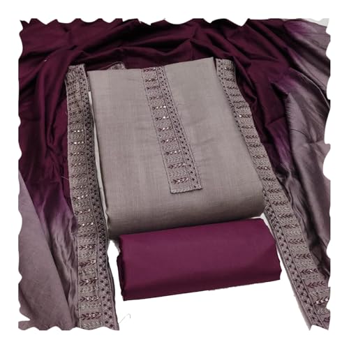 Image of HMP Fashion Womens Bombay Cotton Embroidery Tie Cotton Unstitch dress Material With Chanderi lace bordered Dupatta