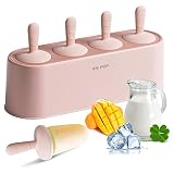 Eis am Stiel-Formen,DRAGONTIME 4 Stück Silikon Eisformen,Eis-Pop-Formen zum Selbermachen von Eis am Stiel und Eis für Stieleis BPA Frei Wiederverwendbar (Rosa)