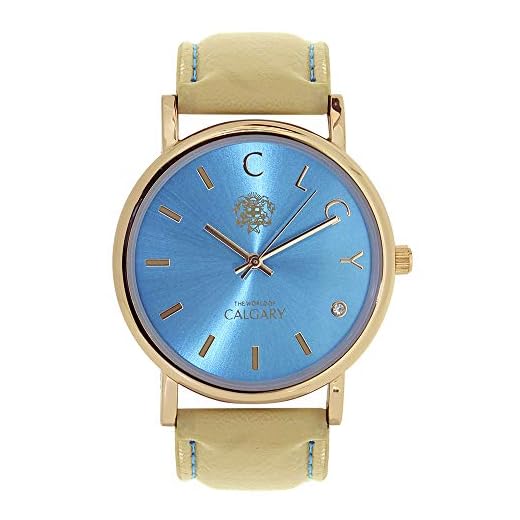 Relojes Calgary Golden Bay Watches Esfera Azul Turquesa con Correa Crema