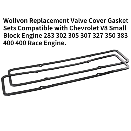 Wollvon Small Block Chevy Valve Cover Gasket Set 7484Box 1628 Compatible With Sbc 283 302 305 307 327 350 383 400 400 Race Engine #TOP1