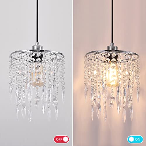 H11.81''X D8.66'' Chandelier Shades, Mini Crystal Shade, Acrylic Beaded Hanging Lampshade, Modern Pendant Light Shades, Sparkling Ceiling Decor for Bedroom, Hallway, Bar, Kitchen, Bathroom, 2-Tiers - Image 4