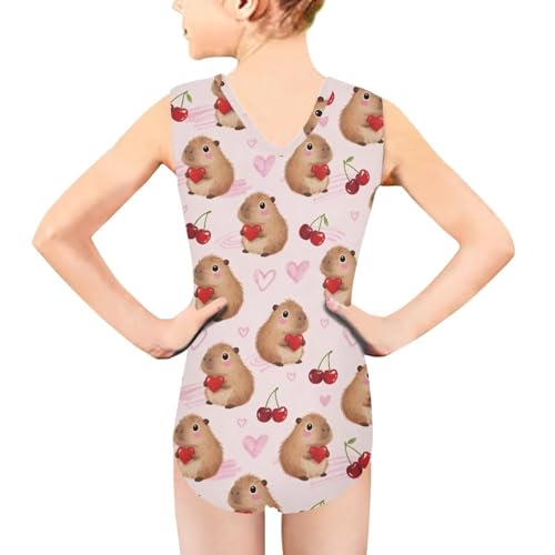 Image of Girls Cartoon Pattern One-Piece Swimsuits Sport Racer Swimwear Beach Bathing Suit, Size 5-14