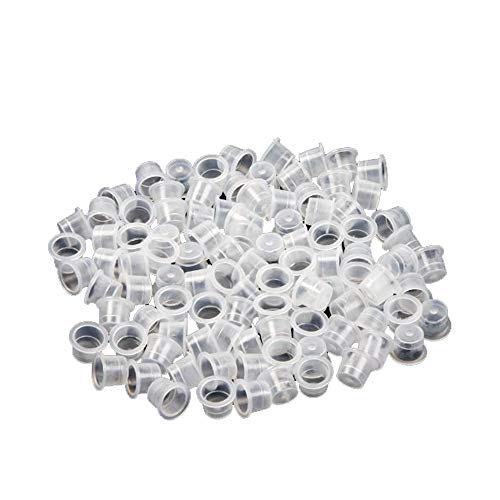BodyJewelryOnline MECO (TM) Plastic Tattoo Machine Ink Cups Caps [200 Pieces], Ink/Pigment Holder, Sizes: Small/Large, Translucent Plastic Material, Waterproof, Cleanable, Long-Lasting