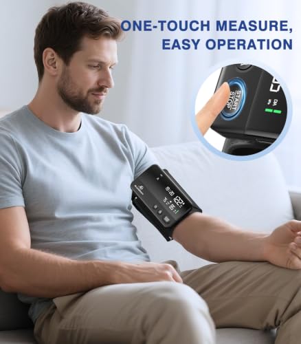 Image of Glucoracy Upper Arm Blood Pressure Monitor,BP Cuff 8.6 inch-16.5 inch,Large Display | Rechargeable Blood Pressure Monitors for Home Use,2x99 Memory,One-Piece Design,Portable Travel Blood Pressure Machine,Black