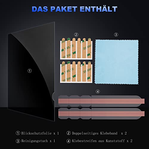 ngningo Notebook Laptop Blickschutzfolie 15,6 Zoll für 16:9 Seitenverhältnis, Sichtschutzfolie Privatsphäre & Anti Blaulicht Sichtschut Displayschutzfolie - BxH: 344mm x 194mm