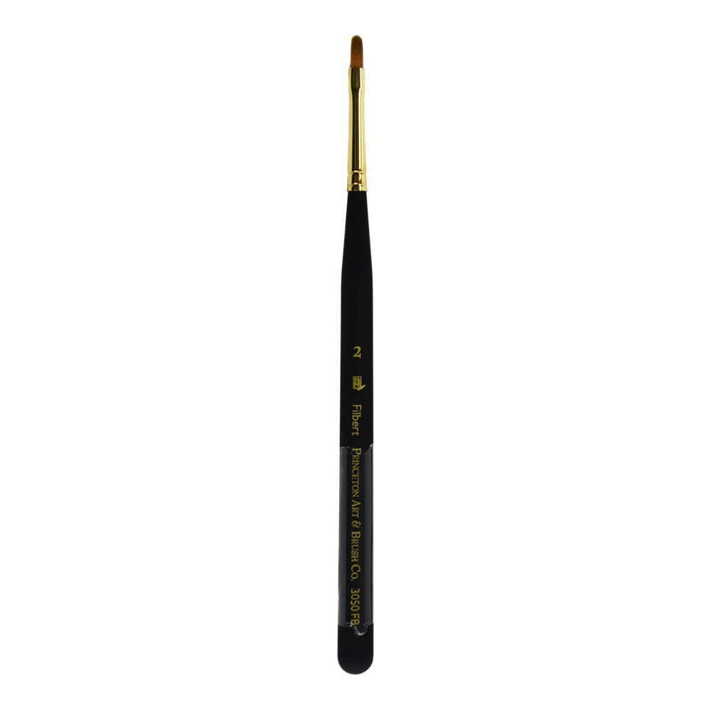 Princeton Artist Brush, Mini-Detailer Brushes for Watercolor, Acrylic and Gouache Series 3050, Filbert Synthetic Sable, Size 2