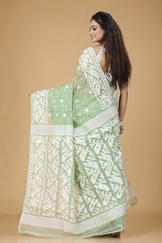 Image of OISHANI SAREE GHOR Women's Traditional Bengal Cotton Silk Soft Jamdani Saree - Beautiful design and Quality - Without Blouse Piece