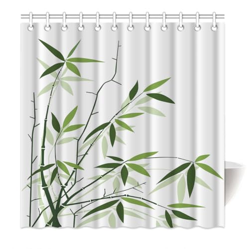 Violetpos Duschvorhänge Bambusblatt Duschvorhang Badezimmer Dekorative 90 x 180 cm