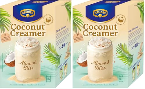 KRÜGER Coconut Creamer Almond Bliss, veganes Instantpulver mit Kokosmilchpulver, cremig & leicht, 10x 20g Sachets (Packung mit 2)