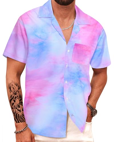 APTRO Hawaiian Shirt for Men Tropical Short Sleeve Button Down Aloha Beach Shirt Casual Summer Shirts #057 L