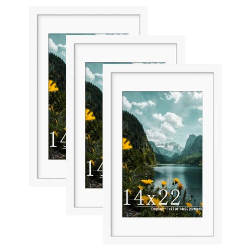 Image of Picrit 14x22 White Picture Frame, Poster Frame for Wall, 3 Pack