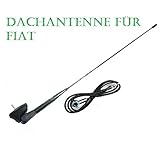 DACHANTENNE FÜR FIAT Bravo, Brava, Cinquecento, Coupe, Croma, Doblo, Ducato, Marea, Multipla, Punto, Palio, Scudo, Seicento, Siena, Stilo, Tempra, Tipo, Ulysse, Uno ..... Stablänge ca. 44cm Neigungswinkel bis 90 Grad Antennenkabellänge: 2 m, Kabel abschraubbar mit DIN-150-Ohm-Stecker Montage in Originalbohrung