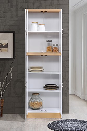 Hodedah 4 Door Kitchen Pantry with Four Shelves, White - Thumbnail 5