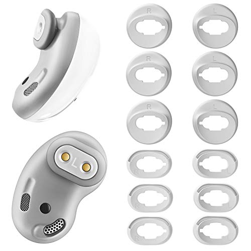 TEEMADE 6 Pairs Silicone Ear Tips Replacement Galaxy Buds Live 2020 Earbuds Accessories (Mystic White)