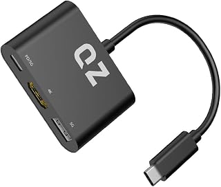 [HDMI 4K + USB-C + USB] QZ USB-C Hub with HDMI 4K, Dual Alternate USB Type-C Port with Power Delivery 100W or Data Transfe Price In India