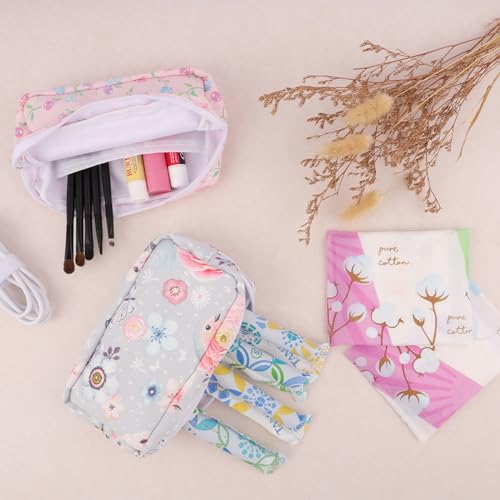 Image of Period Bag for Teen Girls, Lightweight Sanitary Napkin Storage Bag Tampon Holder for Purse Menstrual Pad Pouches First Period Gift (Flowers)