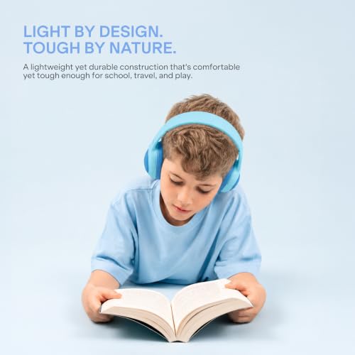 Image of boAt Sailor Play Wireless Kids Headphone w /85dB Volume Limiter, 40mm Driver Tuned for Kids, Soft & Plush Earcups, Lightweight & Durable Build, Adaptive Fit, 60H Battery, Bluetooth v5.4 (Shark Blue)