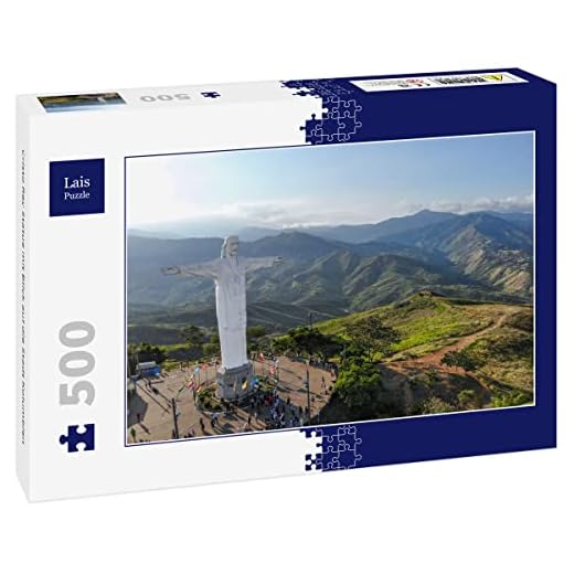 Lais Puzzle Cristo Rey staty med utsikt för staden Colombia 500 delar