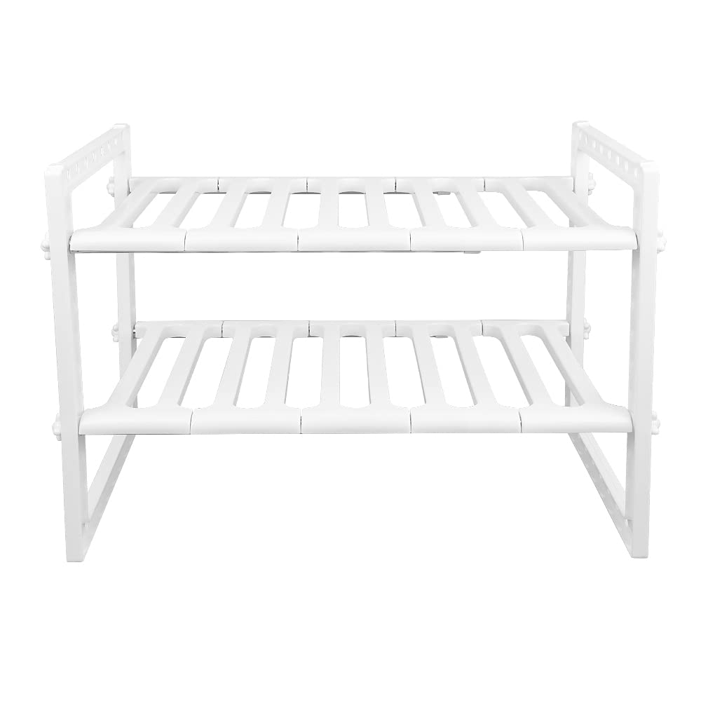 LANTUS Mensola sotto lavello, portaoggetti da cucina allungabile per lavello, supporto fino a 20 kg, plastica, 38-70 x 26 x 38 cm (bianco)