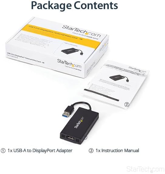 StarTech USB 3.0 to 4K DisplayPort External Multi Monitor Video Graphics Adapter - USB 3.0 Video Card - Ultra HD 4K (USB32DP4K)
