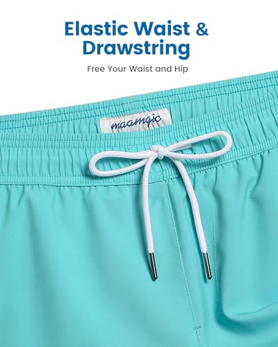 Image of maamgic 5inch Mens Swimming Trunks with Compression Liner 2-in-1 Swim Trunks Stretch Quick Dry Swim Shorts Zipper Pockets