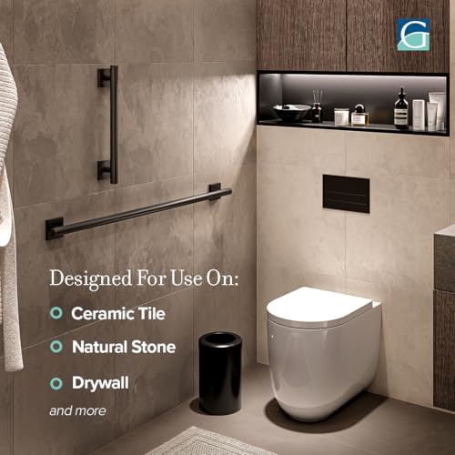 Image of Gatco 940MX Elevate 12 inch L Grab Bar, Matte Black /ADA Compliant Stainless Steel Safety Grab Bar for Bathroom