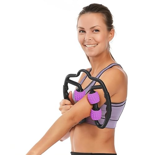 5 STAR SUPER DEALS Quad Roller Massage Stick- U Shaped 360° Deep Massage Ball Tool to Relieve Arm, Leg, Neck Muscle Soreness Stiffness and Tight Muscles (Pink) miniatura 5