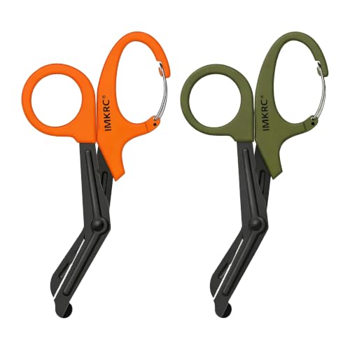 IMKRC Trauma Shears 2 Pack with Clip, Nurse Scissors (Orange & Green, 15cm)