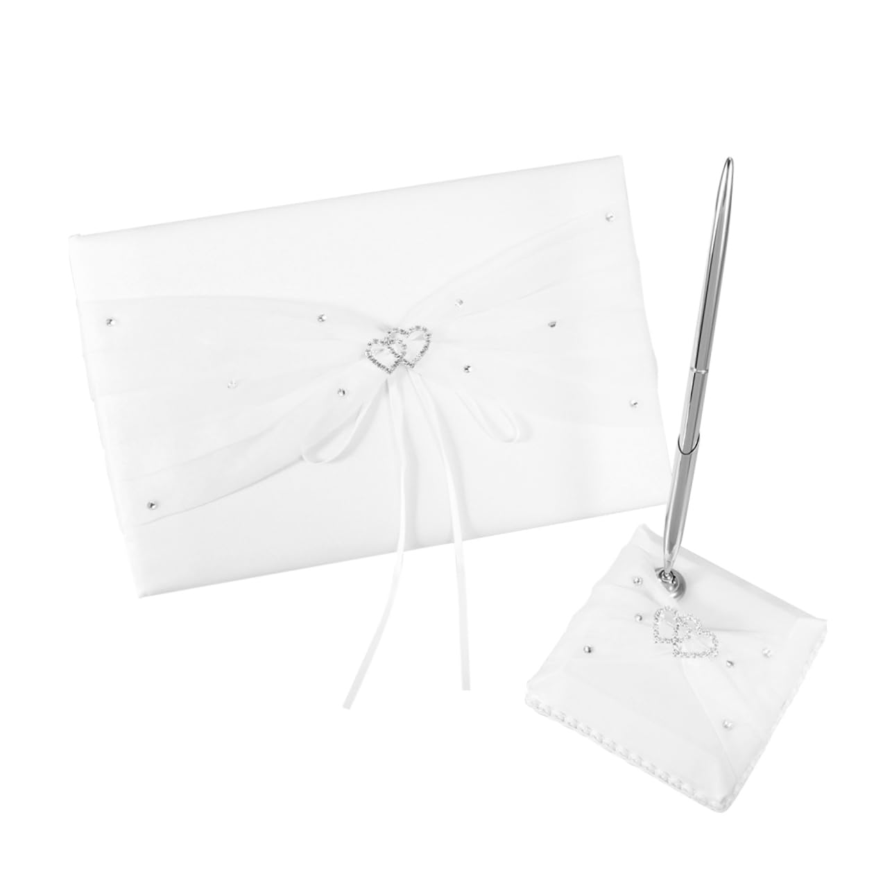 Livre d'or de mariage double cœur avec stylo intégré pour ne perdre aucun mot