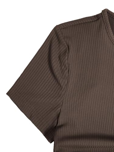 Image of Milumia Women's Casual Rib Knit Short Sleeve Drawstring T Shirt Dress