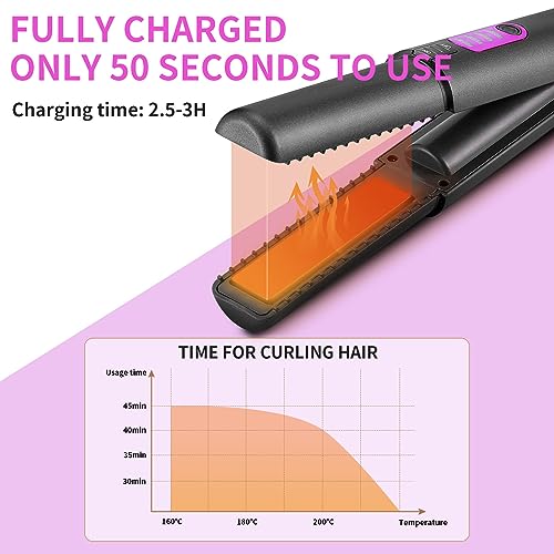 OBEST-Plancha-de-Pelo-Inalambrica2-en-1-Rizador-de-Pelo-Portatil-Mini-Viaje-InalambricoCalefaccion-Rapida-para-Cabello-liso-y-Brillante-RapidoTipo-C-Recargable