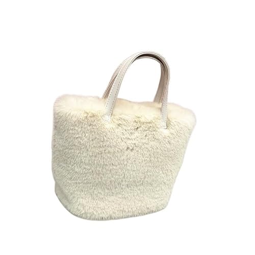 FREOJGU Sac En Peluche Sacs à main en fausse fourrure for femmes, sacs for dames, sac bandoulière peluche d'hiver, petit fourre-tout, pochette de couleur unie(White)